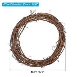 PATIKIL 6 Inch Rattan Wreath, 2 Pcs Christmas Round Natural Vine Branch Wreath Garland Floral Ring Hoop for Door Window Hanging Decorations, Brown