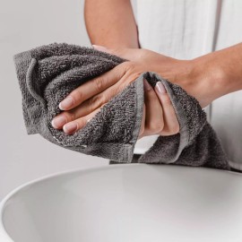 greatwesterntextile 8 PCS DEEP GRAY TOWELS SET SOFT FLUFFY ABSORBENT 100% COTTON GREATWESTERNTE