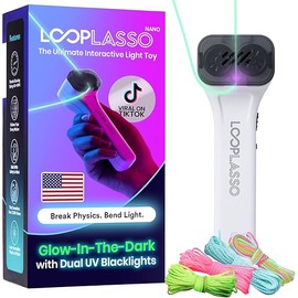 NANO Glow-in-the-Dark String Shooter Toy with Built-in UV Blacklight, Interactive STEM Toy for Kids and Adults, Viral Rave Accessory and Light Show Gadget
