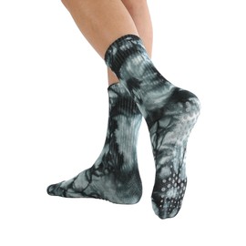 WARMVIN Womens Pilates Yoga Toe Socks with Grips Non Slip Cushioned Crew Socks Mid Calf for Barre Ballet