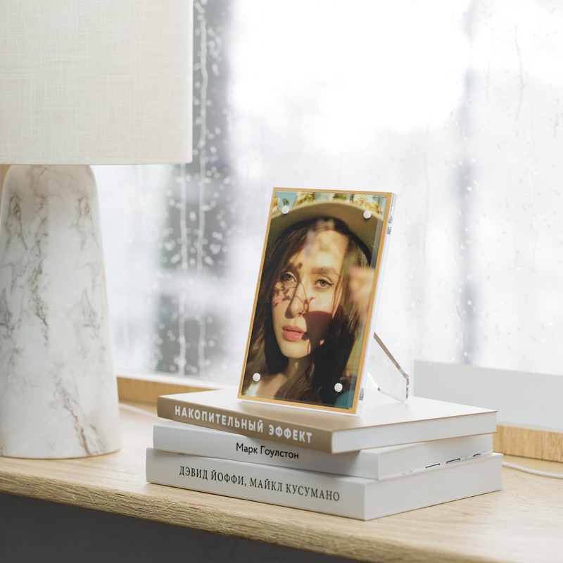 Hexsonhoma Acrylic 3.5x5 Picture Frame with Gold Edge Pack of