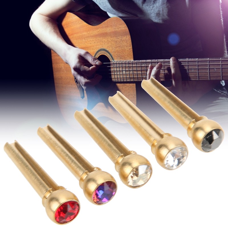5Pcs Guitar Bridge Pin String Peg Brass Endpin Accessory Replacement
