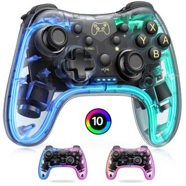 HASACOOL Switch Controller, Switch Pro Controller mit Transparent/Leuchtend/Aufwecken/App-Steuerung, Wireless Controller Kompatibel mit Android/IOS/PC, Controller Switch für Switch/Lite/OLED