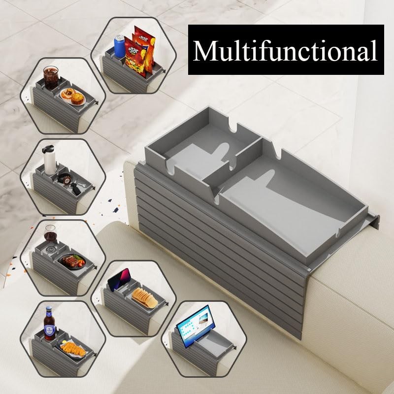 Jaugufiy Silicone Couch Cup Holder Tray Drink Holder for Sofa