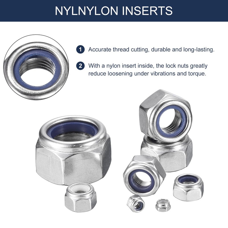 sourcing map 10Pcs 5/16"-18 Nylon Insert Hex Lock Nuts, 316