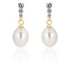 Finatso Sterling Silver Drop Cultured Pearl Earrings (White)