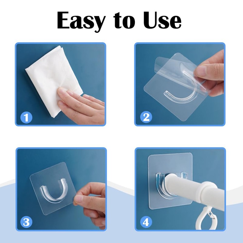 8 PCS Curtain Rod Holder Invisible Shower Rod Retainer No
