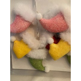 winter wonder Christmas ornaments 3 pk decorative clip ornaments mini Santa hats multi color