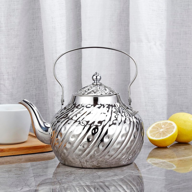 SANQIAHOME 2000ml stainless steel antique style teapot,with Infuser, thickened boiling