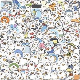 Fat Duck Stickers for Kids Teens Adults, 100Pcs Cute White Duck Vinyl Laptops Decorative Decals, Zumkjde Cartoon Ducks DIY Skateboard Computer Notebook Journal Cups Sticker