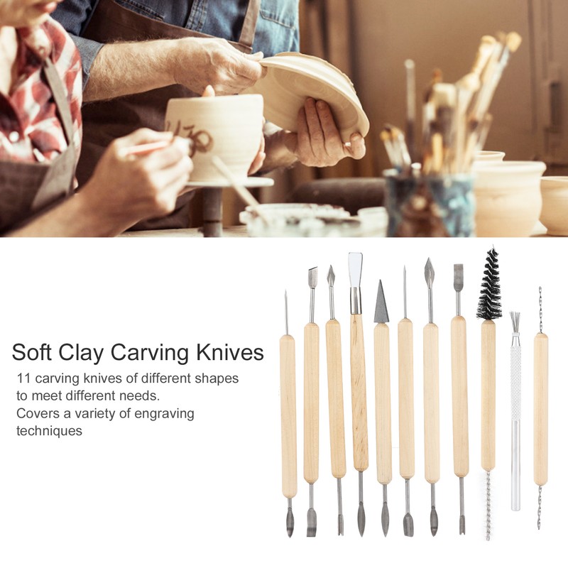 11pcs Soft Clay Carving Knives Multipurpose Stainless Pottery Sculpting Tools