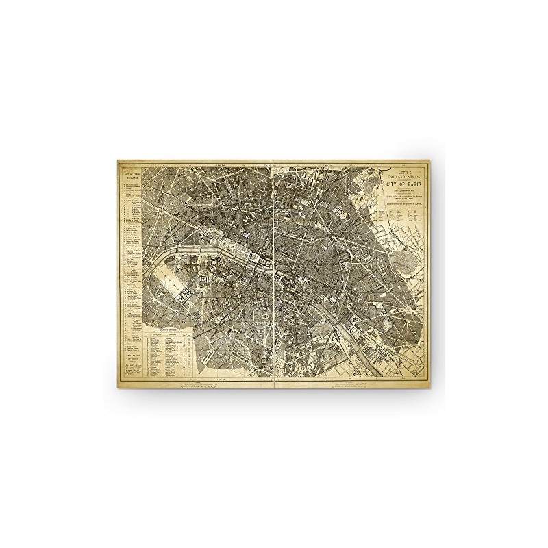 Paris Map Blue Gallery Wrapped Canvas Wall Art