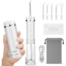 口腔洗浄器 ウォーターフロッサー コードレス 折りたたみ ポータブル コンパクト オーラル 流し器 5段階水圧モデル 5つのノズルチップ IPX7 防水 充電式 旅行に最適 歯を水で洗浄 200ml