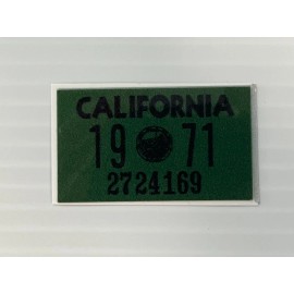 1971 California License Plate Registration Sticker, YOM, CA DMV show car
