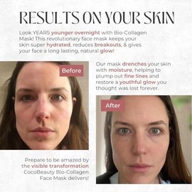 COCOBEAUTY Mascarilla Facial De Colágeno Bio  Mascarillas Faciales Coreanas De Colágeno Hidratantes Y Antiedad, Hidratación Profunda, Suaviza Las...  