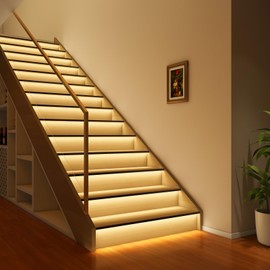 Intelligent Motion Sensor Led Stair Lights Indoor, Interior Lights for Stairs, 16 Stairs 40Inch Length (100cm) cuttable and Versatile LED Step Lights(Warm Yellow 3000K, 16 Stairs)