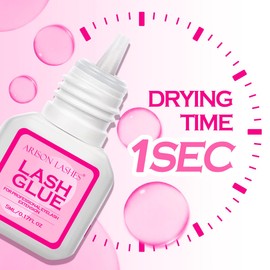 Eyelash Extension Glue 1 S Dry Waterproof Strong Bond for Eyelash Extensions Lash Adhesive for Color Lash Extensions 3-5 Weeks Retention(Pink-5ml)