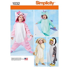 Simplicity Animal Onesie Costume for Kids Sewing Patterns, Sizes 1/2-4