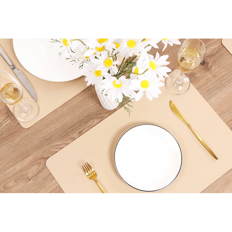 Wipeable Placemats Leather Table Mats Waterproof Heat-Resistant Easy to Clean