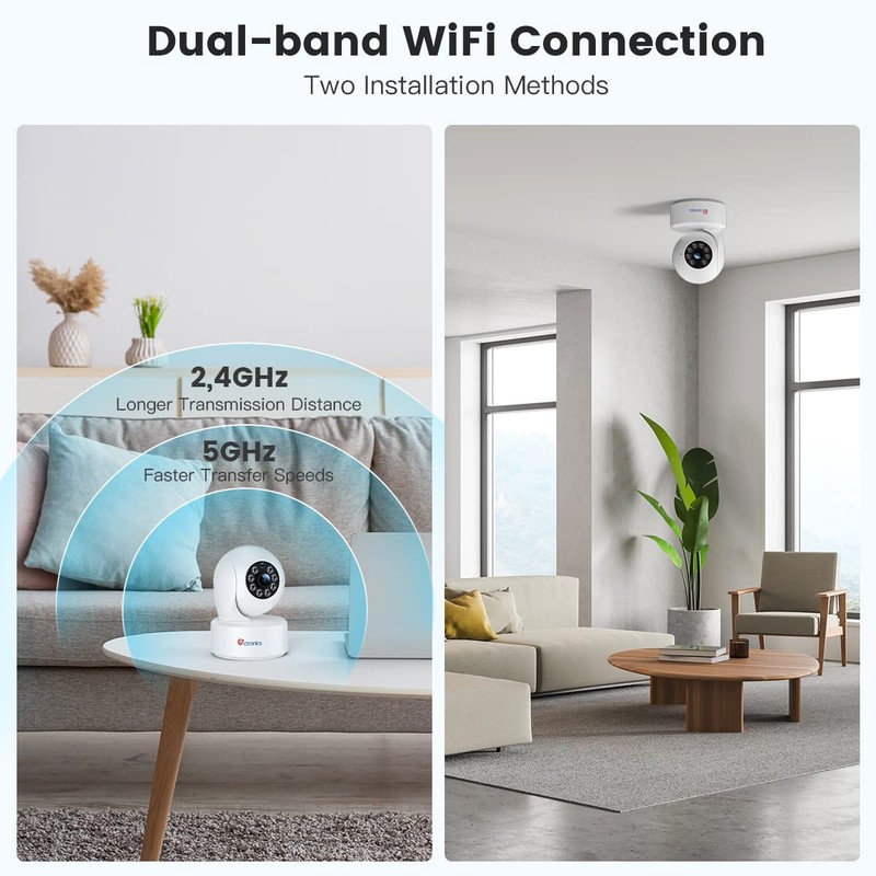 ctronics 2.5K 4MP Indoor Surveillance Camera, 2.4/5 GHz WiFi Camera