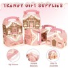 24Pcs Pink Christmas Paper Gift Boxes Gingerbread House Candy Boxes