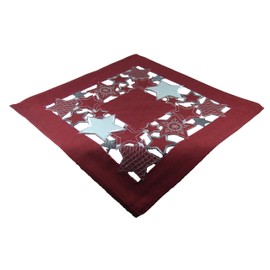 Westernlifestyle Table Runner Table Cloth Christmas Tablecloth Embroidered Stars Red Silver Grey (35 x 70 cm)
