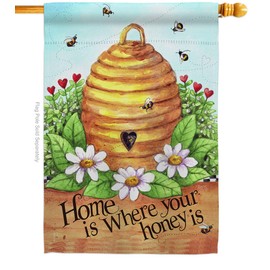 Breeze Decor BG-H-104083-IP Bee Hive Home Garden Flag, 28" x 40", Multi-Color