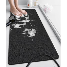OTHWAY Shower Mat Non Slip Without Suction Cups, Quick Drying Bathtub Mat Non Slip for Shower Bathroom, PVC Loofah Shower Mat for Wet Areas (Black)