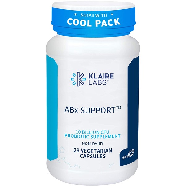 Klaire Labs ABX Support Probiotic - 10 Billion CFU Supplement for Support During Antibiotic Therapy, Hypoallergenic & Non-Dairy (28 Capsules)