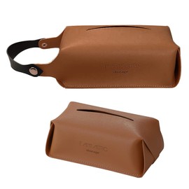 Tissue Case Hanging Tissue Cover 2-Way Wall Hanging Horizontal Wall Hanging for Car Kitchen Bathroom (Brown)