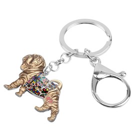 BONSNY Enamel Metal Chinese SharPei Dog Keychains Key Car Purse Bags PETS Charms Gifts