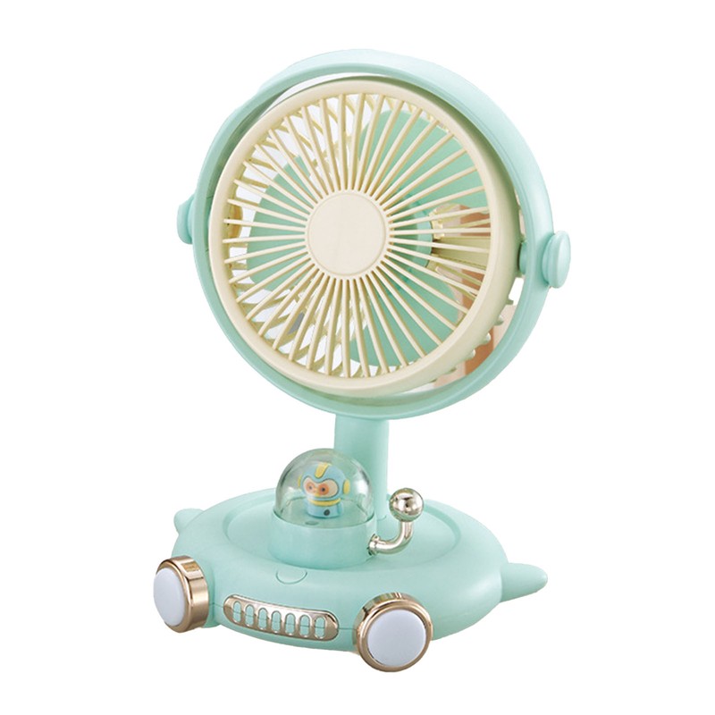 Small Desk Fan with Light USB Rechargeable Quiet Adjustable Wind