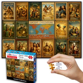 Think2Master Ancient Civilizations World History Jigsaw Puzzle 1000 Pieces Large Format for Kids 12+, Teens, Adults & Families. Great Gift. Historical Timeline & World Map. Size: 26.8” X 18.9”