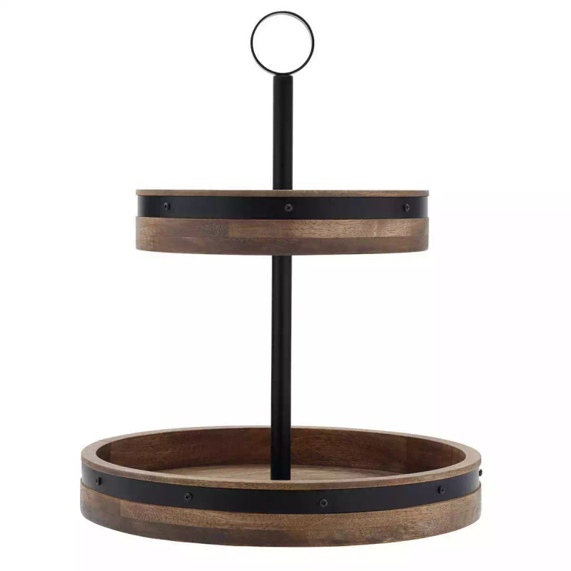 Mikasa, 2-Tier Lazy Susan w Burnished Iron Band Accent +