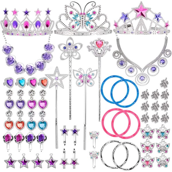 Liberty Imports Princess Jewelry Dress Up Accessories Toy Playset for Girls (50 pcs)