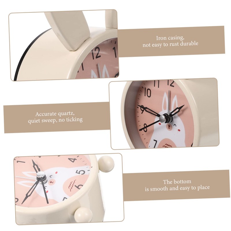 ULTECHNOVO Adorable Luminous Rabbit Shape Clock Silent Desktop Decorative Alarm
