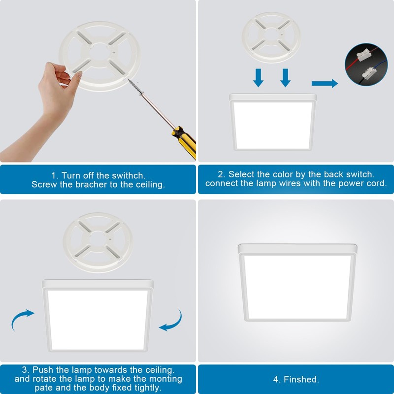 DELIPOP 12 inch Dimmable LED Flush Mount Ceiling Light Fixture