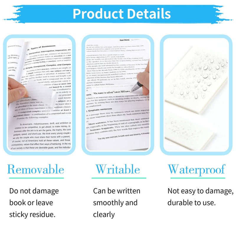 Transparent Sticky Notes, Waterproof, Clear Sticky Notes, Rewritable, for School