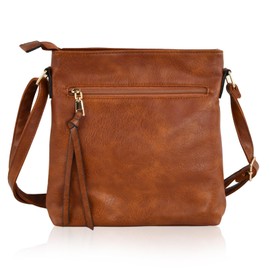 Amexo Medium Women's Shoulder Bags Lightweight Women's Shoulder Bag Made of Vegan Soft PU Leather, Stylish Crossbody Bags for Women with Adjustable Wide Strap, Perfect for Everyday Use, brown