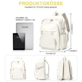 Lendolk Men's Backpack with Laptop Compartment, Waterproof Backpacks Women's School Backpack Teenager Girls Boys Large Uni Backpack with Many Compartments, beige