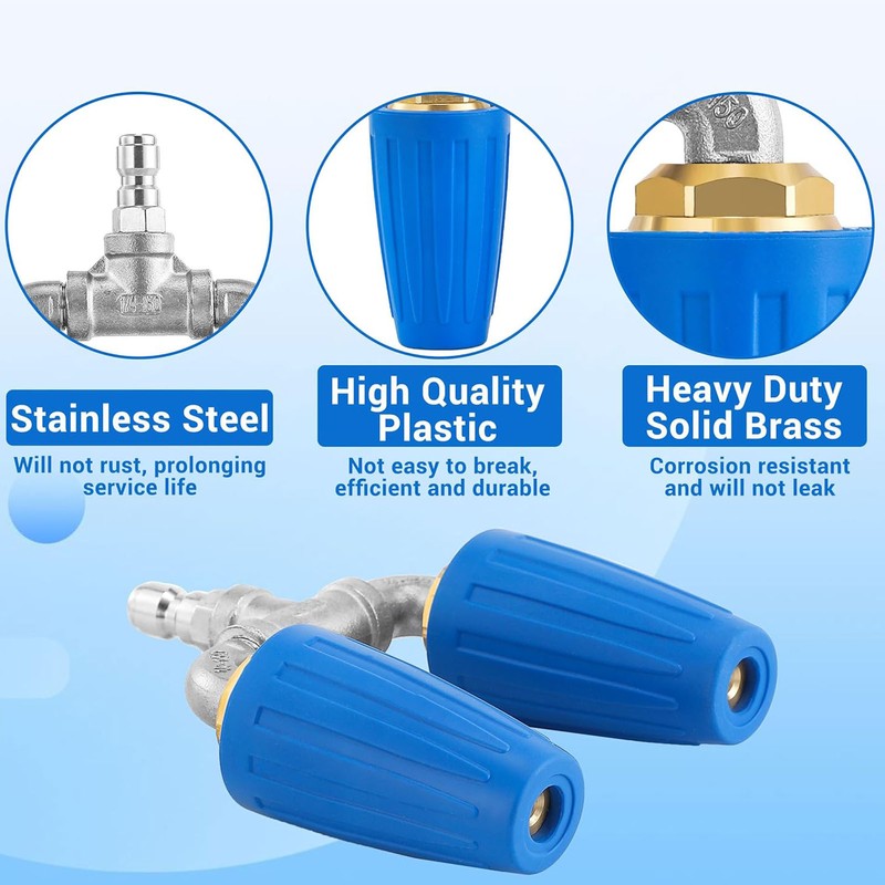 Pressure Washer Dual Turbo Nozzle 2mm Hole 4‑6GPM 4000PSI Pressure