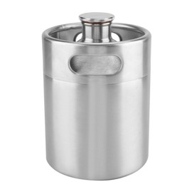 Mini Stainless Steel Beer Barrel with Spiral Cover Lid Practical Home Hotel Supplies(2L)