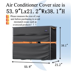 Mini Split Air Conditioner Cover for Outside Units,600D Waterproof Air Conditioner Mini Split Cover,Outdoor Rectangular Air Conditioner Covers for AC Units, Fits up to 53.9"L x 21.2"W x 38.1"H.