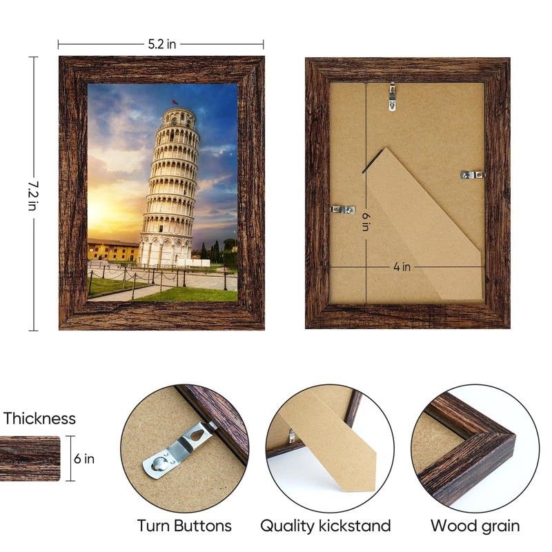 Nacial 4 Pack Brown Photo Frame 6 x 4, Home
