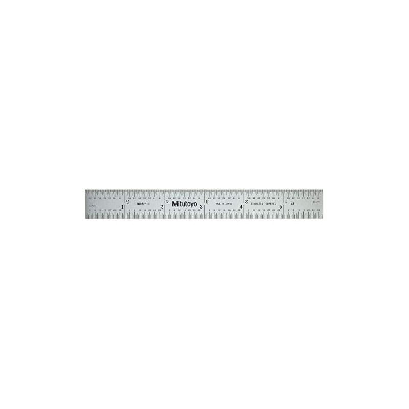 Mitutoyo 182-101, Steel Rule, 6" (4R), (1/8, 1/16, 1/32, 1/64"),
