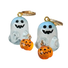 Acrylic Ghost Earrings Funny Cartoon Spooky Ghost Pumpkin Dangle Drop Earring for Women Cosplay Party Jewelry-Ghost