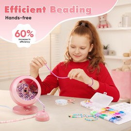 ETUDAW Electric Bead Spinner for Jewelry Making, 4500 PCS Clay Beads for Necklaces and Bracelets, Beginner Bracelet Making Kit, DIY Arts and Crafts Birthday Gifts(Pink)