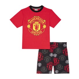 Manchester United F.C Boys Pyjamas, Short Man Utd PJs Set, Ages 4 to 13 Years Old, Offical Man Utd Club Merchandise (UK, Age, 8 Years, 9 Years, Regular) Red