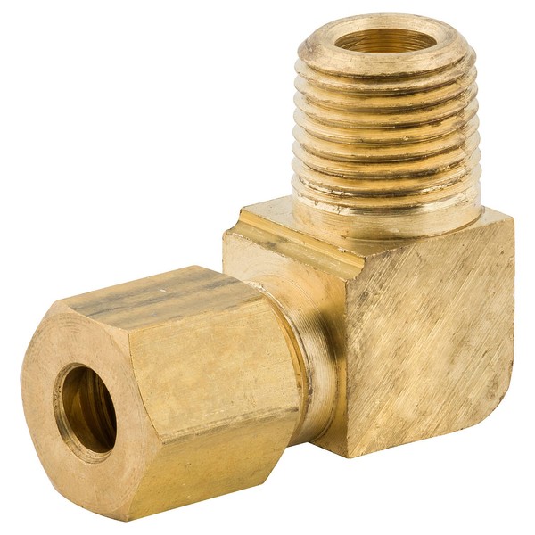 AGS Automotive Solutions Brass Elbow Connector Compression, 3/16" (1/8 NPTM),