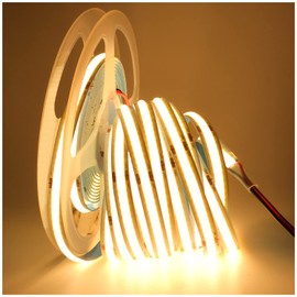 Tesfish LED Strip Light 24 V, Strip COB Warm White 3000 K 5 m 320 LEDs/M Total 1600 LEDs Neon Light Flexible Light Strip for Party, Counter, Shelf, Home Decor